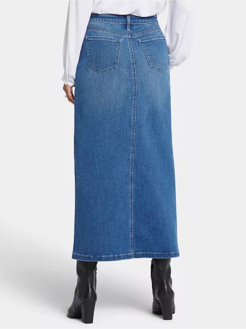 NYDJ High Rise Long Skirt Denim Maxi Front Slit Fairmont Size 10 - Picture 3 of 8